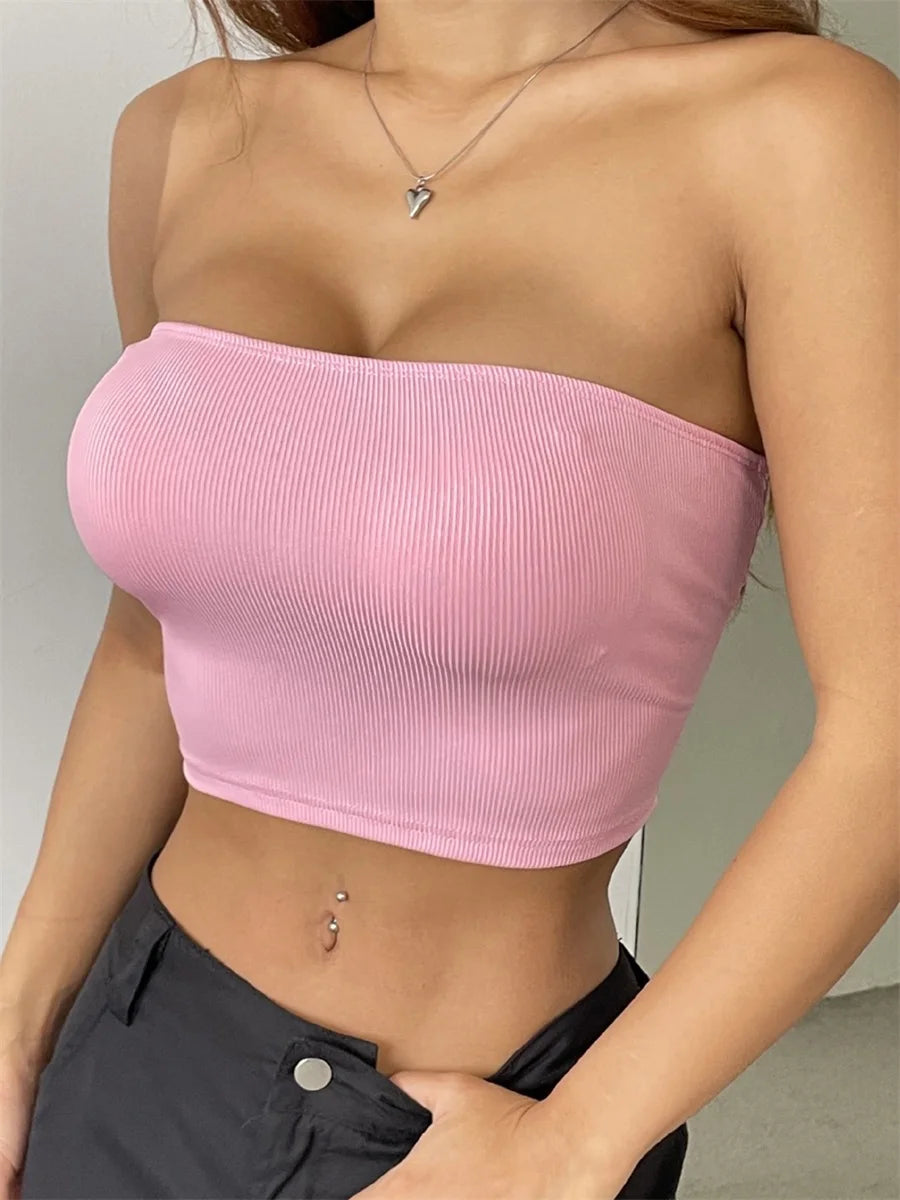 Sexy off Shoulder Ruffle Crop Top Women S Sleeveless Tube Top for Beach Vacation or Night Out Clubwear Party