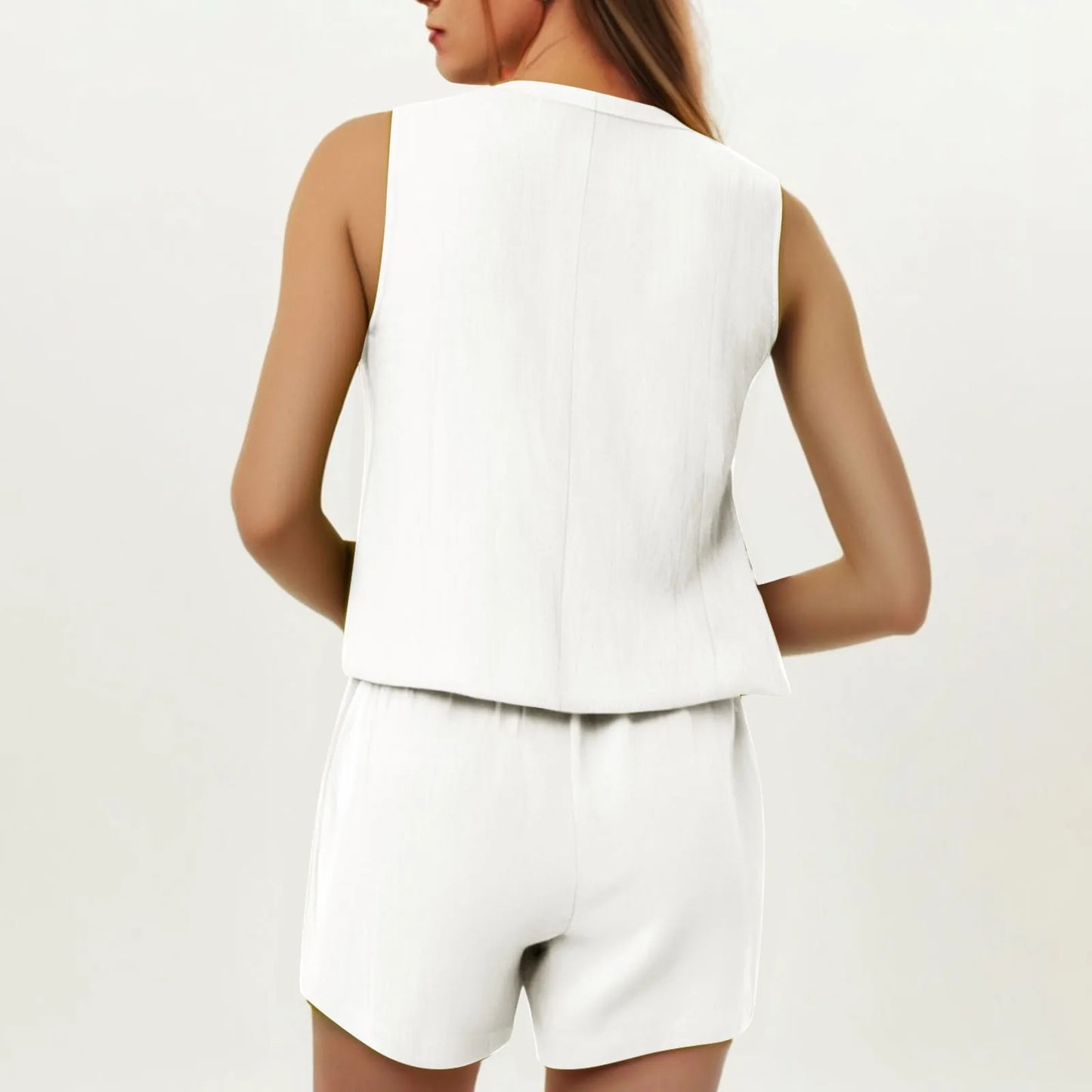 Women'S Fashion Knit Stripe Two Piece Set Linen Vest Temperament All Wear Shorts Tracksuits Sets Y2K Streetwear Female Outfits