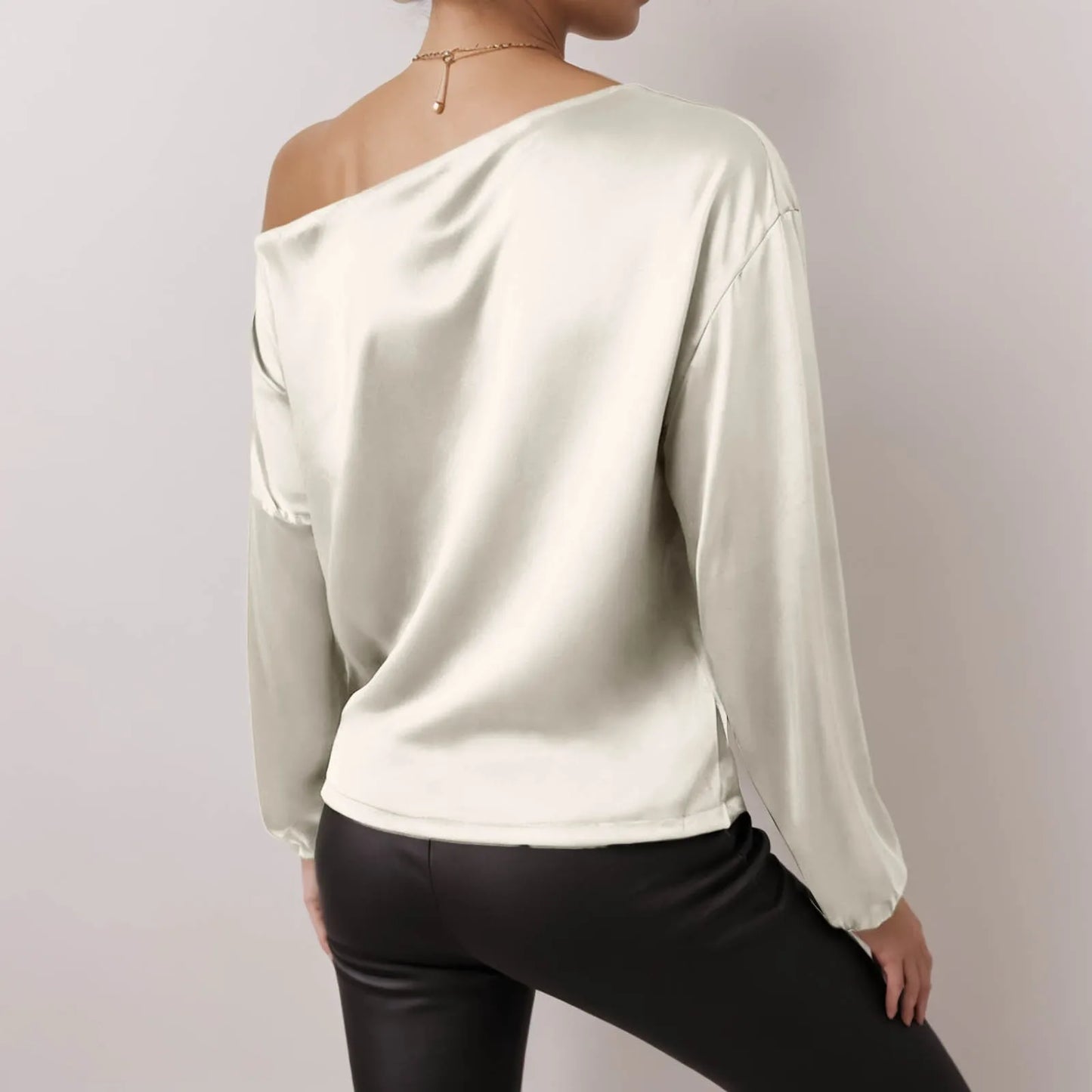 Ladies Raglan Tees Women'S Asymmetric off Shoulder Long Sleeve Balloon Pleated Shirt Work Top Thermal Shirt Women V Neck Camisas