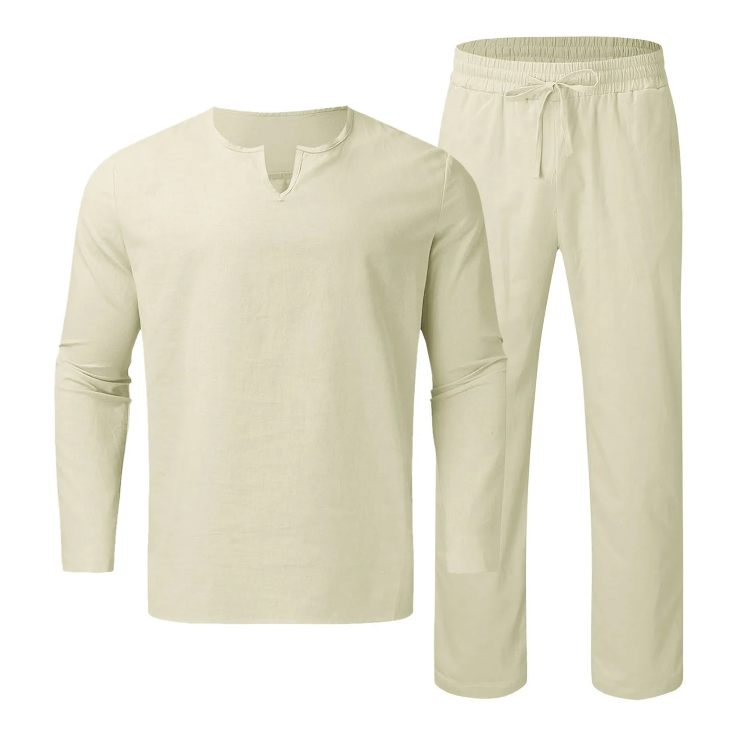 2024 Spring Summer Casual 2 Piece Set Breathable Cotton Linen Loose Pant Sets Men'S Beach Yoga Sport Trousers Suits Ropa Hombre