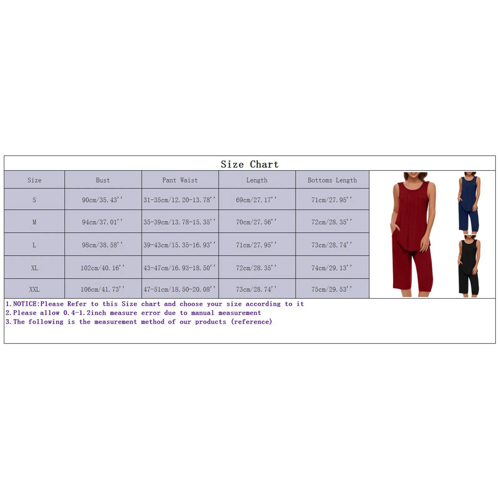 Women Soft Sleeveless Tank Top Sleepwear Capri Pants with Pocket Loungewear Sets Pajamas Sets Loose Satin Home Gown