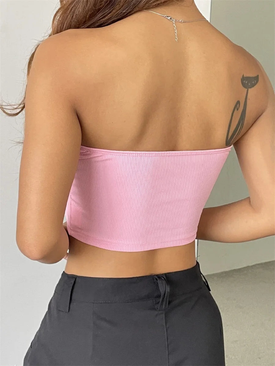 Sexy off Shoulder Ruffle Crop Top Women S Sleeveless Tube Top for Beach Vacation or Night Out Clubwear Party
