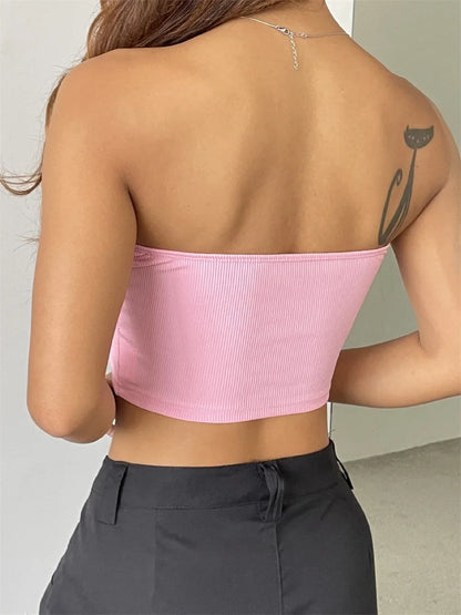 Sexy off Shoulder Ruffle Crop Top Women S Sleeveless Tube Top for Beach Vacation or Night Out Clubwear Party