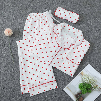 Women'S Pajama Set Long Sleeve Button Pajamas Two Piece Set Striped Sleepwear Casual Set with Eye Sexy Nightwear Women
