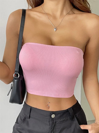 Sexy off Shoulder Ruffle Crop Top Women S Sleeveless Tube Top for Beach Vacation or Night Out Clubwear Party