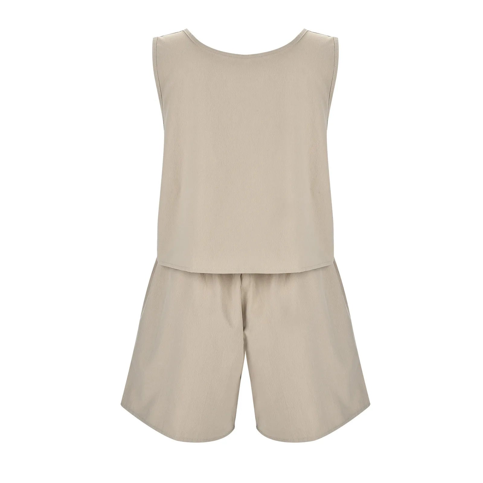 Casual Two Piece Set for Women Summer Loose Sleeveless Vest and Shorts Set Cotton Linen Pants Sets for Women All Matching Outfit