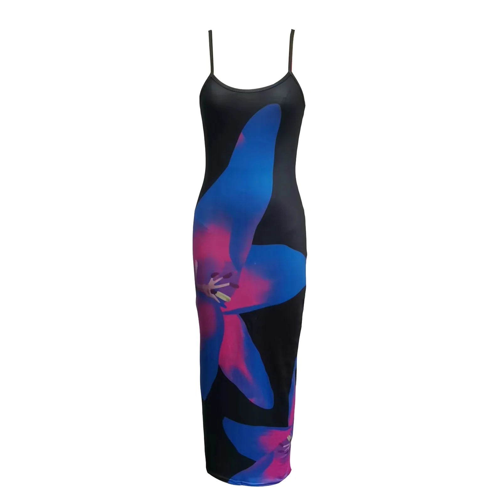 Women Spaghetti Strap Sleeveless Dress Summer Floral Print Long Party Dress for Cocktail Nightclub Beach