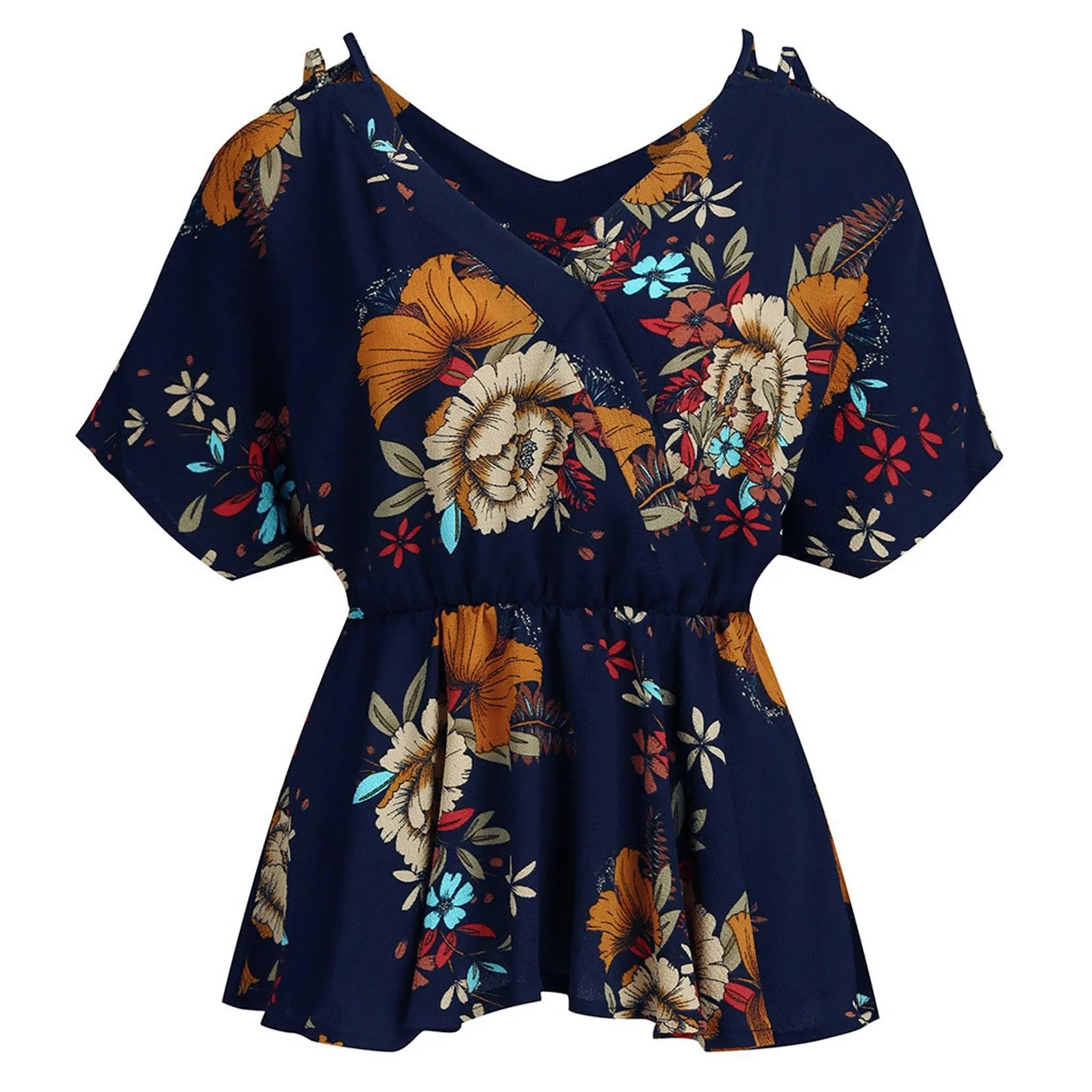 Plus Size 5XL Women Floral Print Tops and Blouses Sexy off Shoulder Tunic Shirt Summer Short Sleeve Boho Ladies Tops Blusas