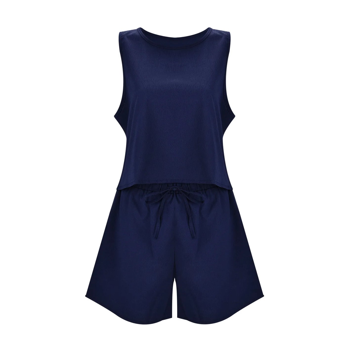 Casual Two Piece Set for Women Summer Loose Sleeveless Vest and Shorts Set Cotton Linen Pants Sets for Women All Matching Outfit