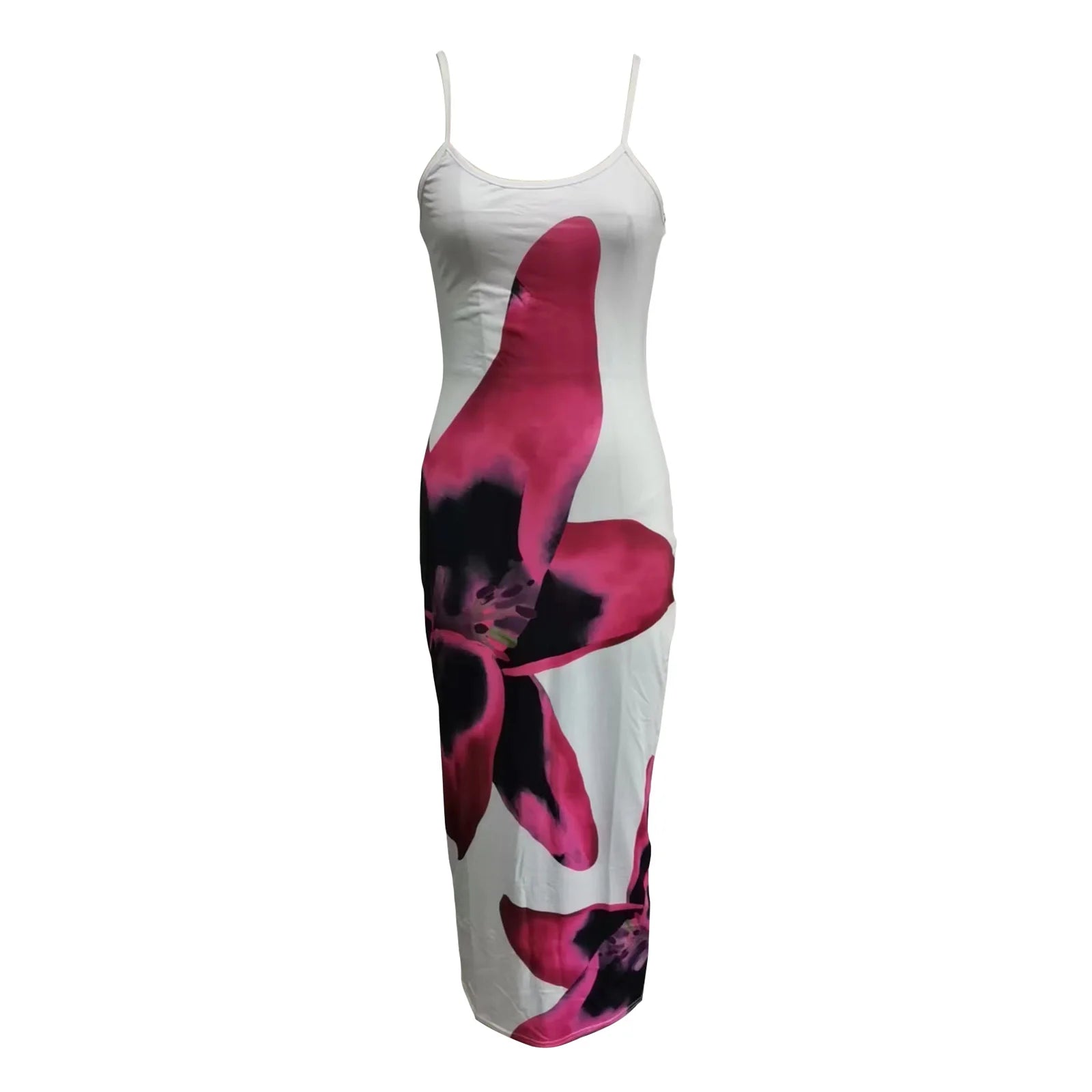 Women Spaghetti Strap Sleeveless Dress Summer Floral Print Long Party Dress for Cocktail Nightclub Beach