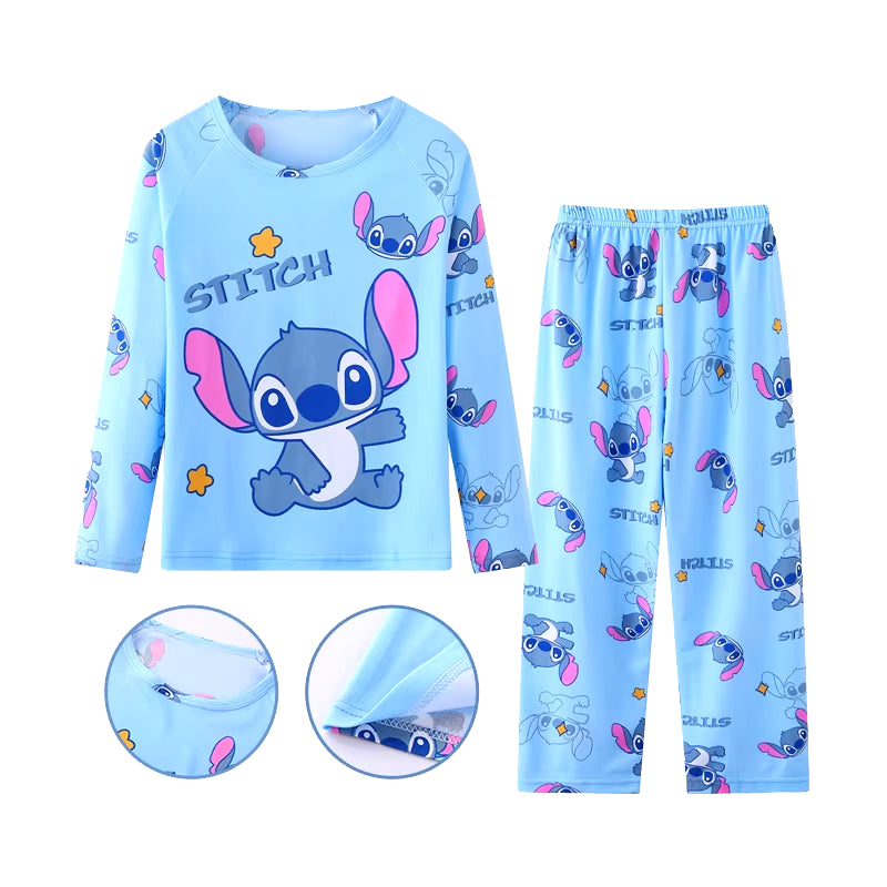 New Spring Children'S Clothing Sets Stitch Angel Boy Sleepwear Long Sleeved Pants Clothes Kids Pajamas Set Baby Girls Pyjamas